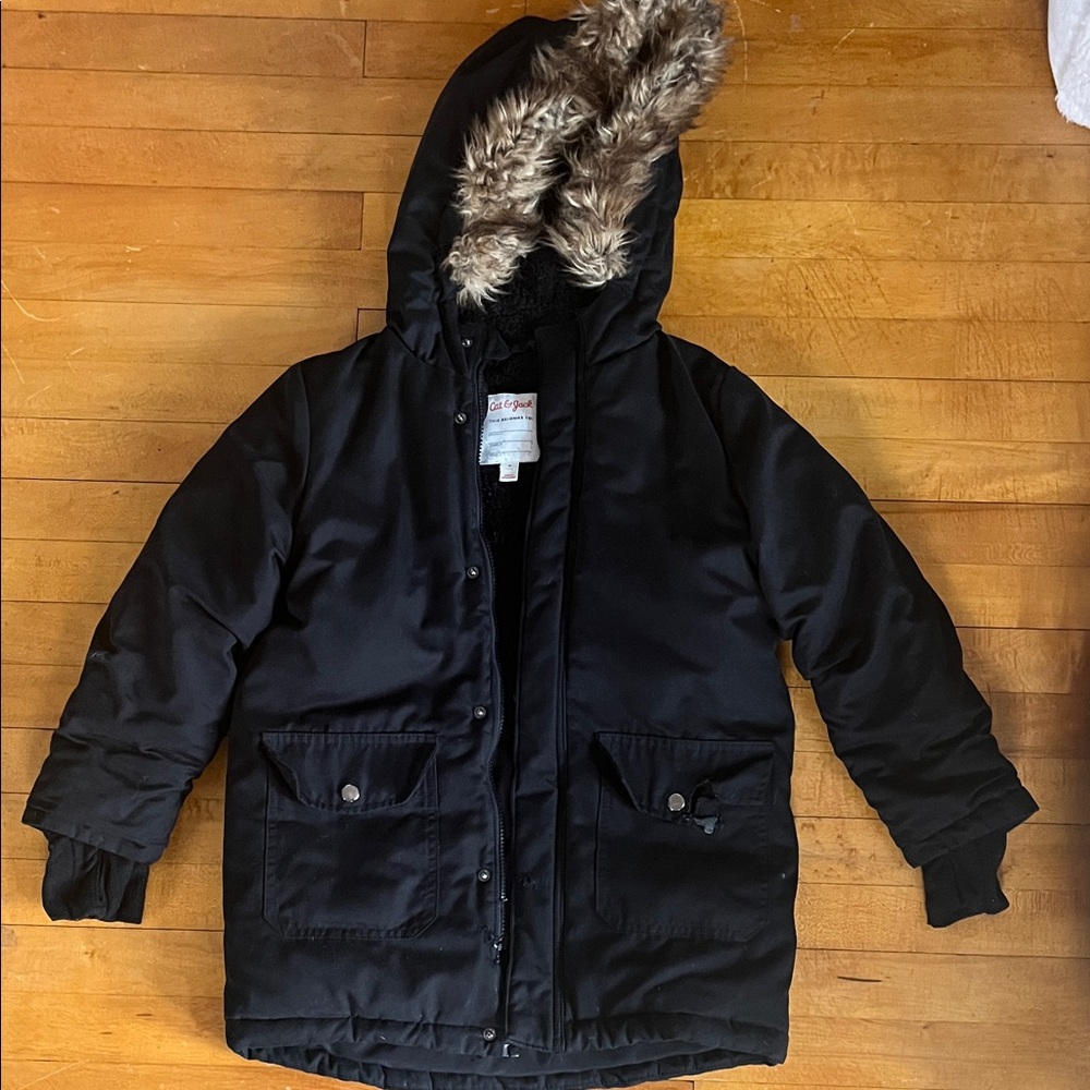 Cat & Jack Black Jacket with Faux Fur